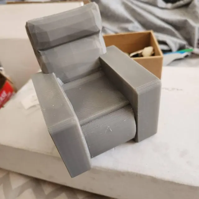Grey Silver Chair — 1:12 scale dollhouse miniature, living room furniture by Miniatures 4 Life